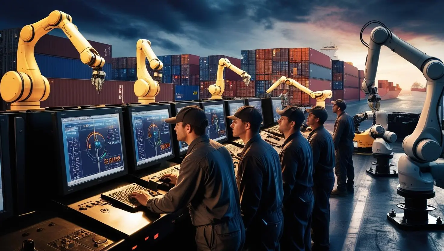 Trabajadores supervisando tareas automatizadas