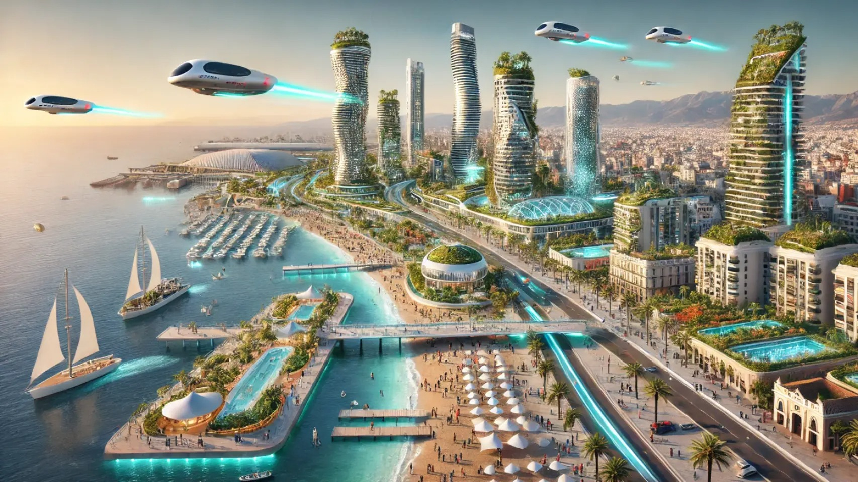Puerto futurista del mañana